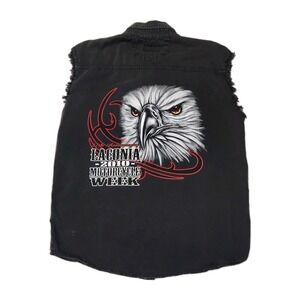 Laconia Motorcycle Week 2010 Sleeveless Denim Shirt XL Eagle Biker Cutoff...